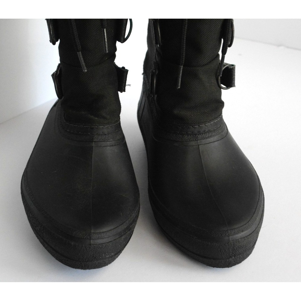 LL Bean Women's Black Canvas Pull On Mid Calf Drawstring Winter Boots Size 7 - Picture 9 of 16